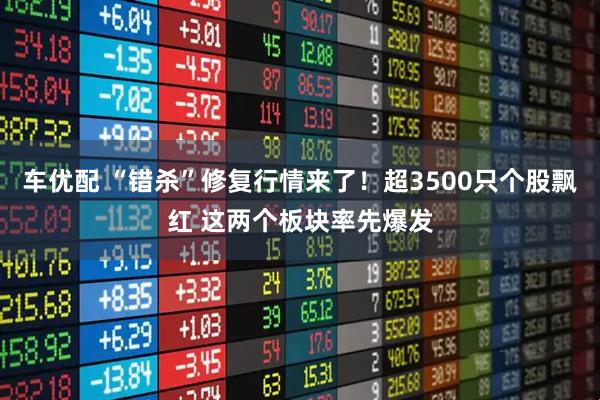 车优配 “错杀”修复行情来了！超3500只个股飘红 这两个板块率先爆发