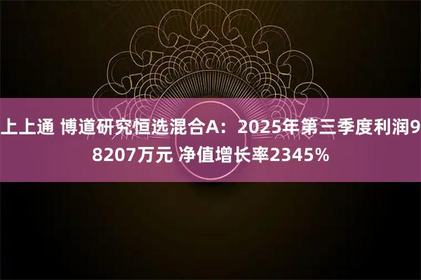 上上通 博道研究恒选混合A：2025年第三季度利润98207万元 净值增长率2345%
